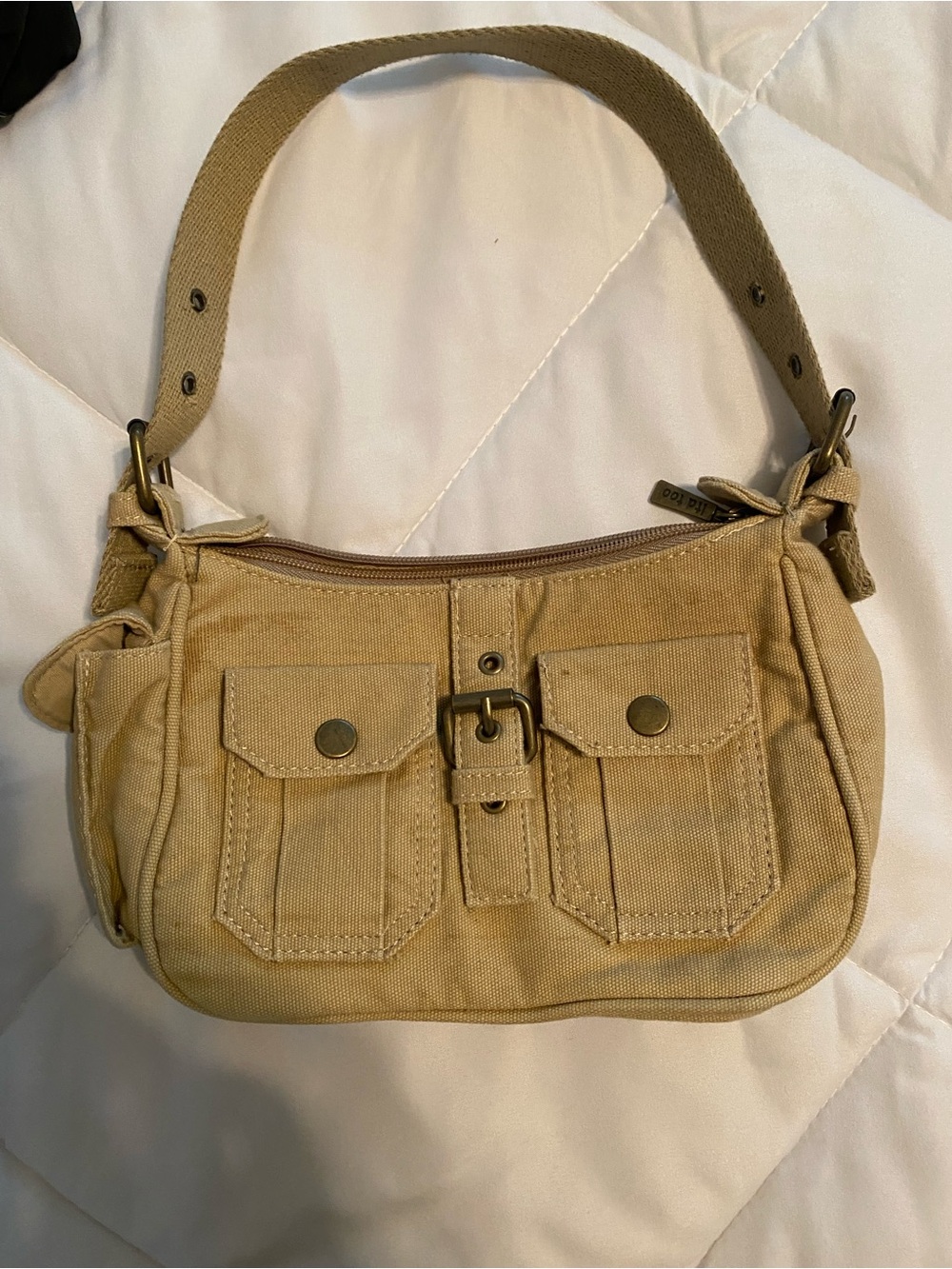 Limited Too Tan Canvas Shoulder Bag with Front Pockets